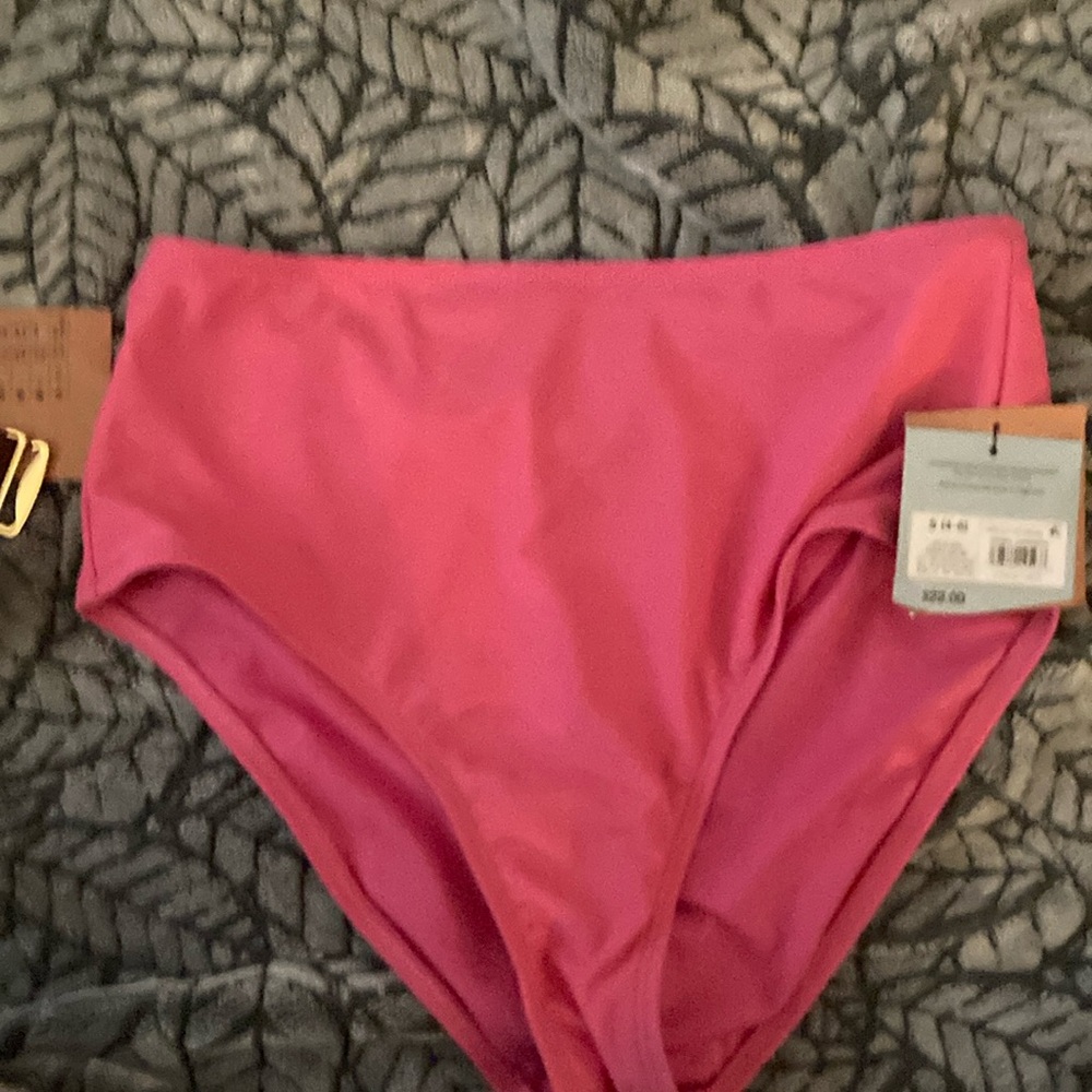 Shade & Shore Pink Bikini Bottoms High-Waisted Swim.
